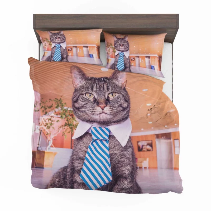 Cat Humorous Tie Dapper Charm Bedding Set 1