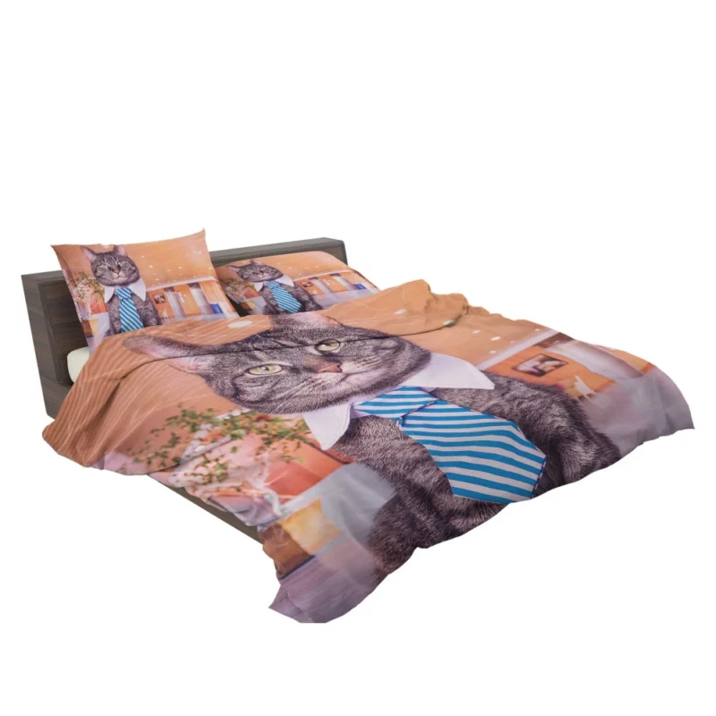 Cat Humorous Tie Dapper Charm Bedding Set 2