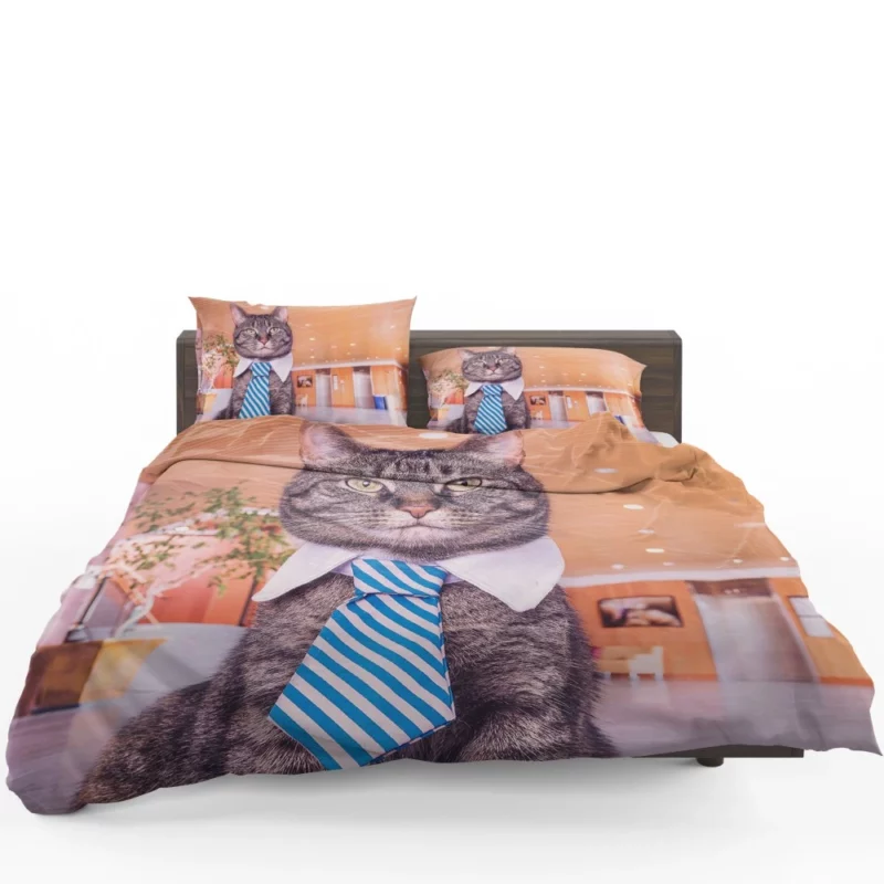 Cat Humorous Tie Dapper Charm Bedding Set