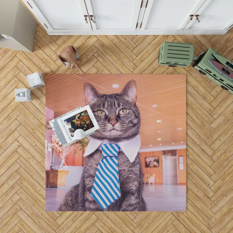 Cat Humorous Tie Dapper Charm Rug