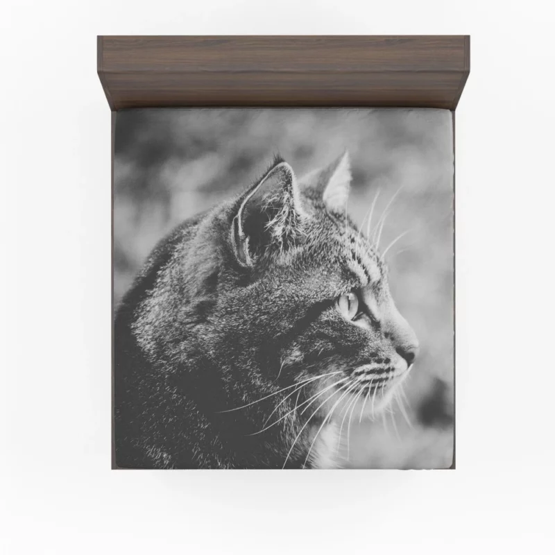 Cat Monochrome Intrigue Feline Charisma Fitted Sheet 1