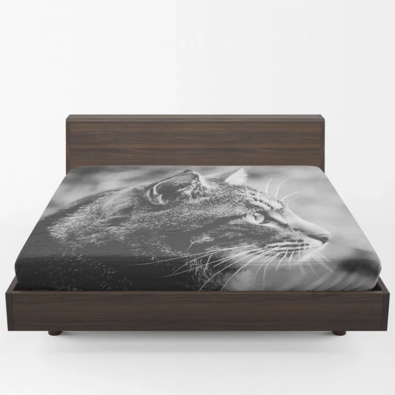 Cat Monochrome Intrigue Feline Charisma Fitted Sheet