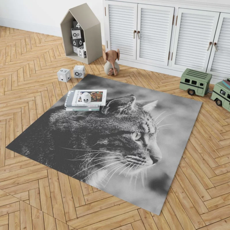 Cat Monochrome Intrigue Feline Charisma Rug 1