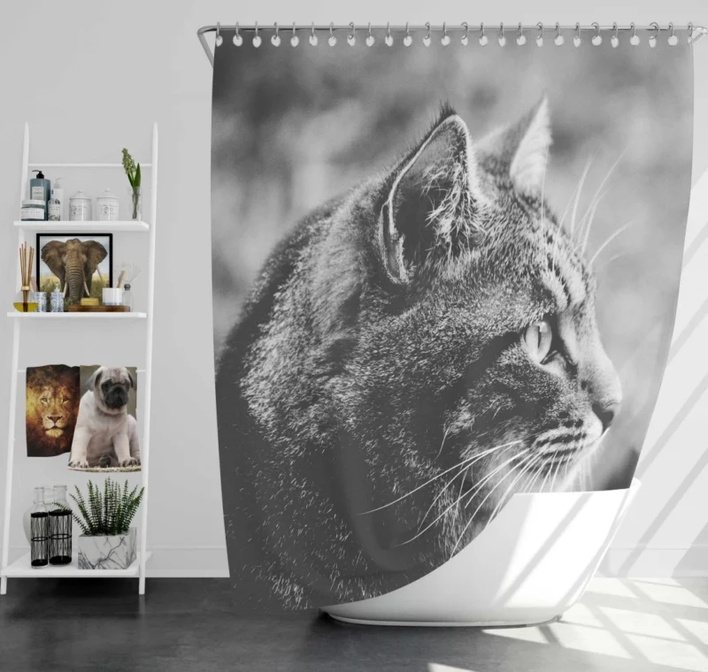 Cat Monochrome Intrigue Feline Charisma Shower Curtain