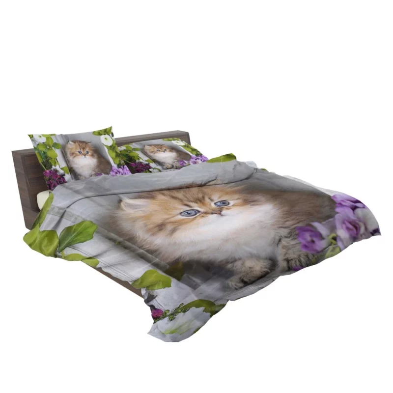 Cat Playful Gaze Amidst Flowers Bedding Set 2