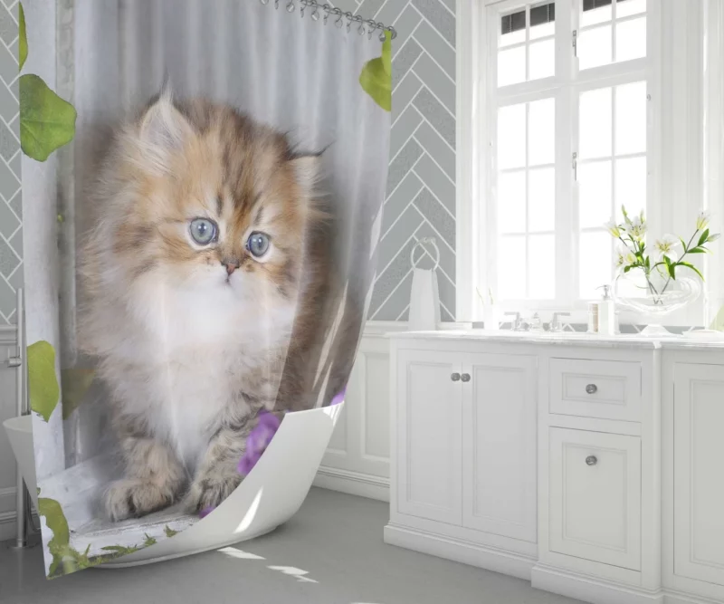 Cat Playful Gaze Amidst Flowers Shower Curtain 1