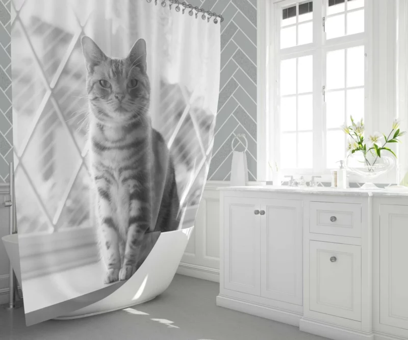 Cat Selective Color Mystery Fiery Intrigue Shower Curtain 1