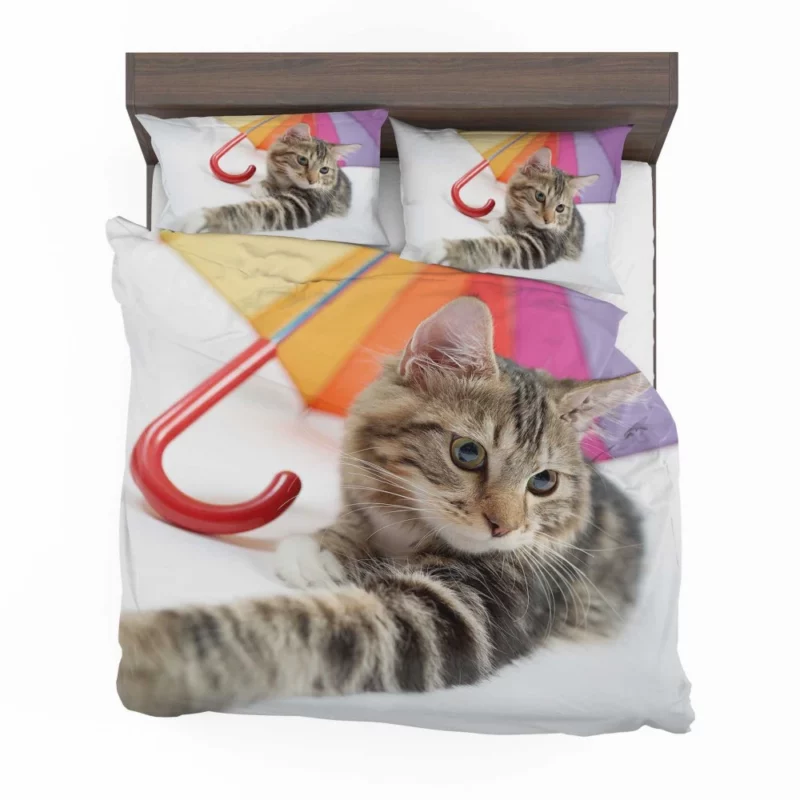 Cat Umbrella Moment Whimsical Charm Bedding Set 1