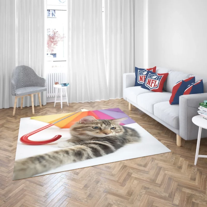 Cat Umbrella Moment Whimsical Charm Rug 2