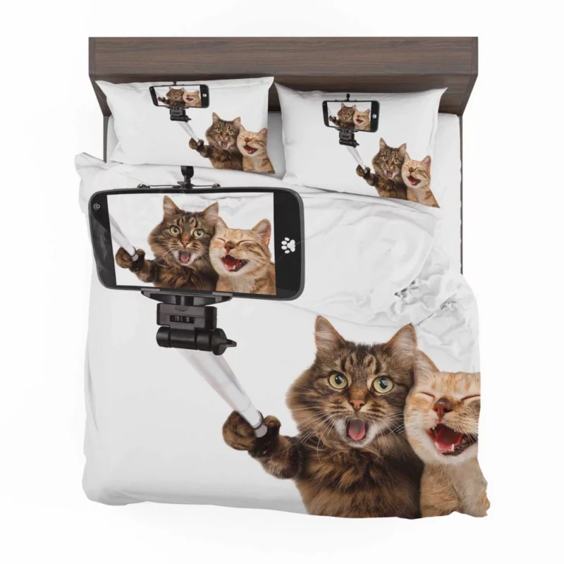 Cat and Dog Selfie Furry Companionship Bedding Set 1