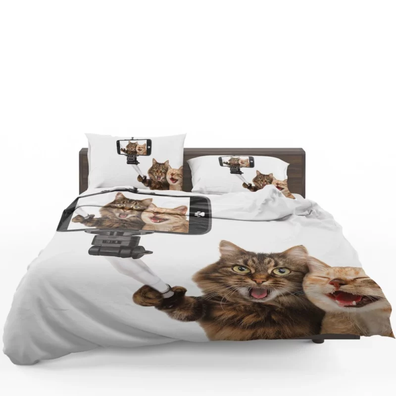 Cat and Dog Selfie Furry Companionship Bedding Set