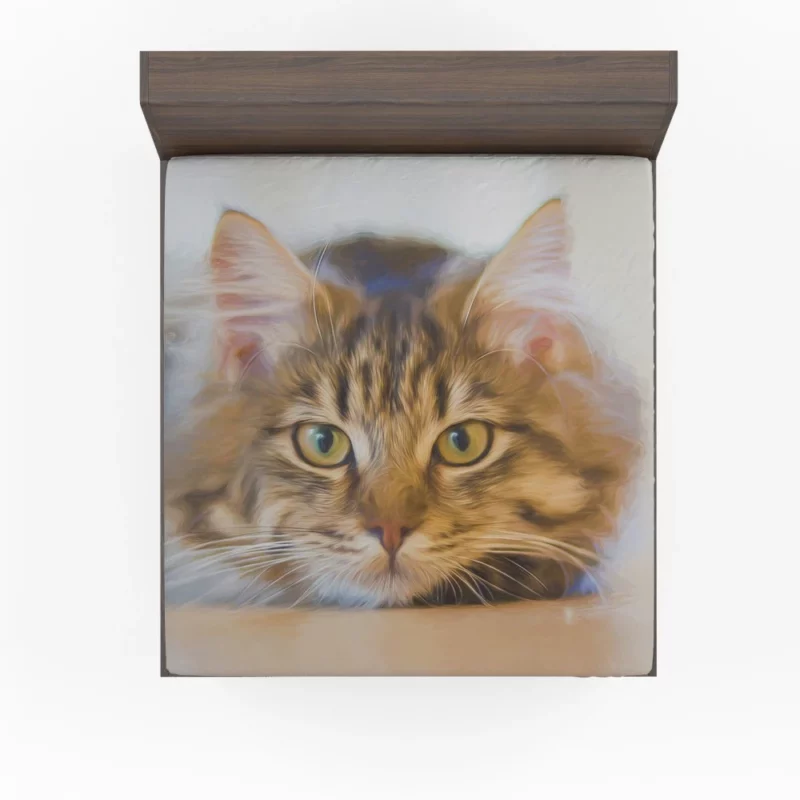 Cat in Artistic Oil Paint Filter Feline Elegance Fitted Sheet 1