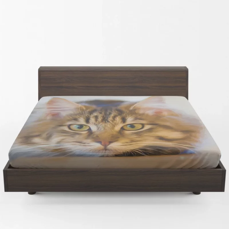 Cat in Artistic Oil Paint Filter Feline Elegance Fitted Sheet