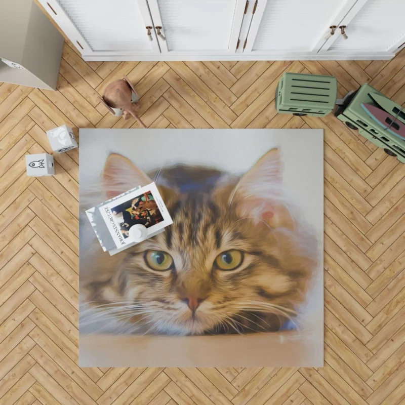 Cat in Artistic Oil Paint Filter Feline Elegance Rug