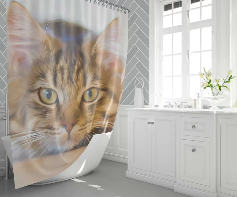 Cat in Artistic Oil Paint Filter Feline Elegance Shower Curtain 1