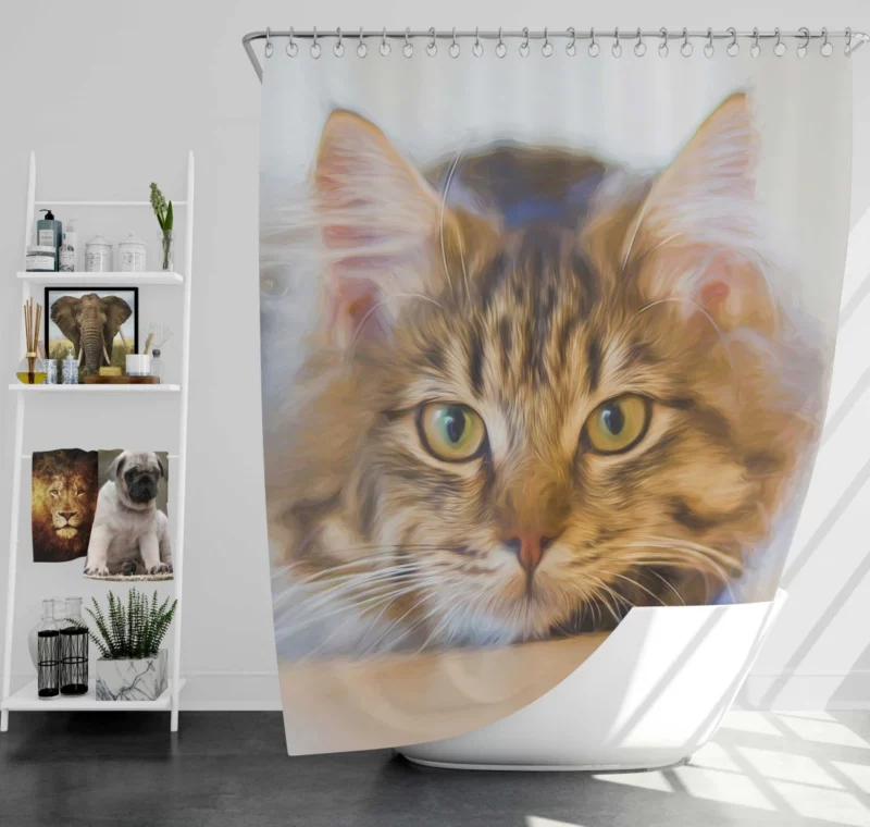 Cat in Artistic Oil Paint Filter Feline Elegance Shower Curtain