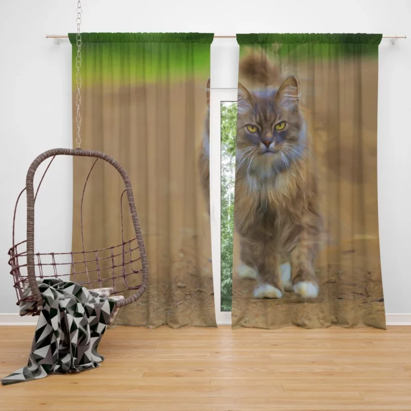 Cat in Oil Paint Filter Feline Artistry Curtain