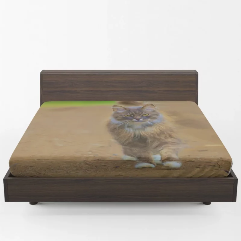 Cat in Oil Paint Filter Feline Artistry Fitted Sheet