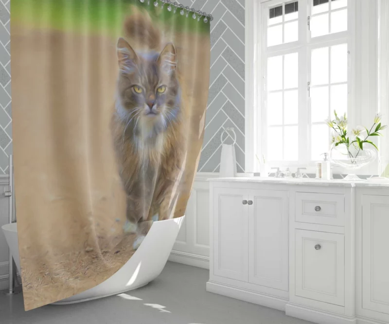 Cat in Oil Paint Filter Feline Artistry Shower Curtain 1