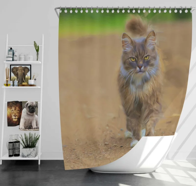 Cat in Oil Paint Filter Feline Artistry Shower Curtain