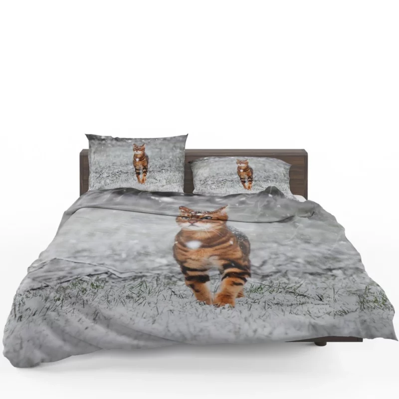 Cat in Snowfall Winter Whimsy Bedding Set