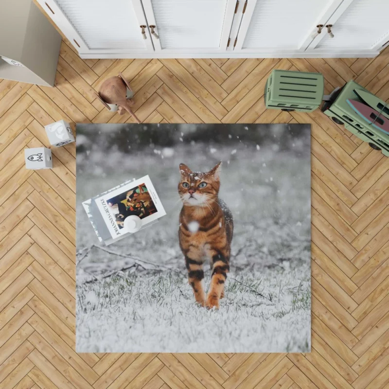 Cat in Snowfall Winter Whimsy Rug