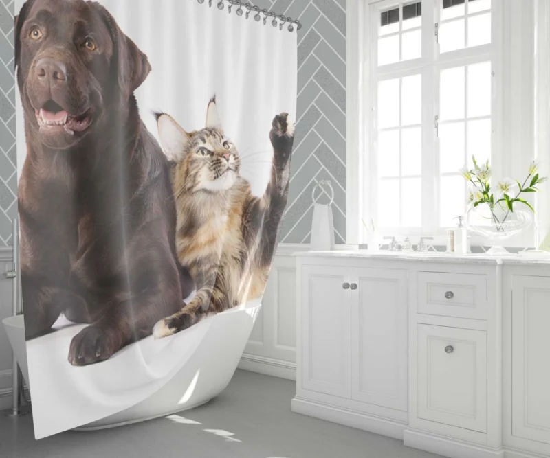 Cats and Dogs Adorable Companions Shower Curtain 1