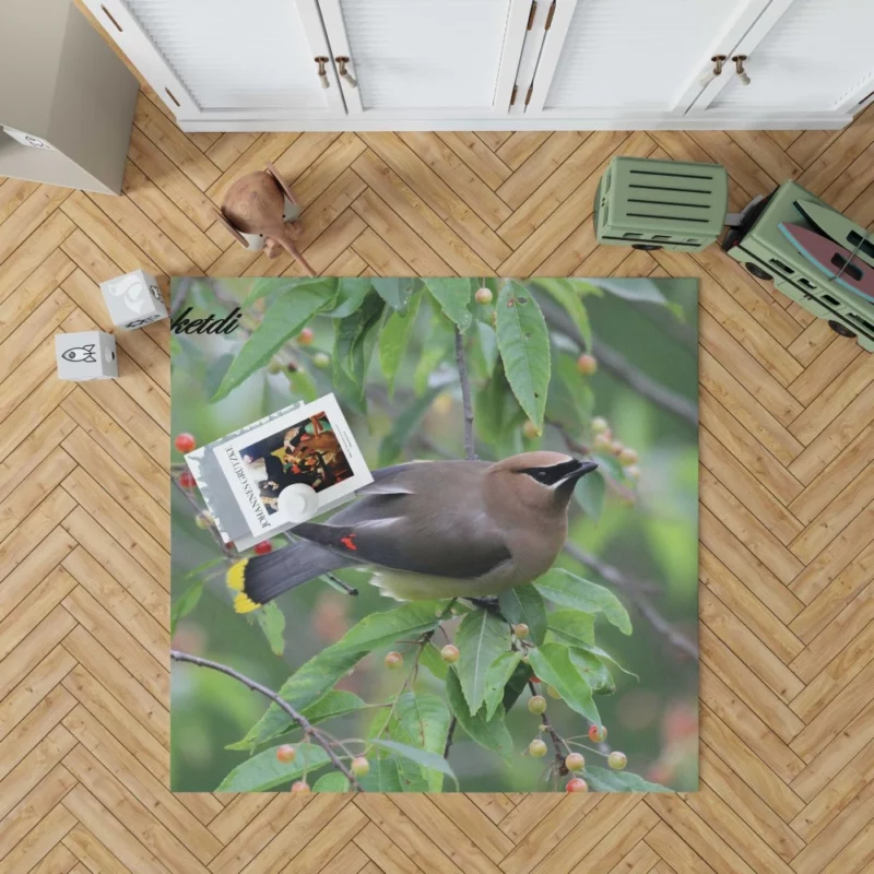 Cedar Waxwing Berry Feast Natural Gourmet Rug