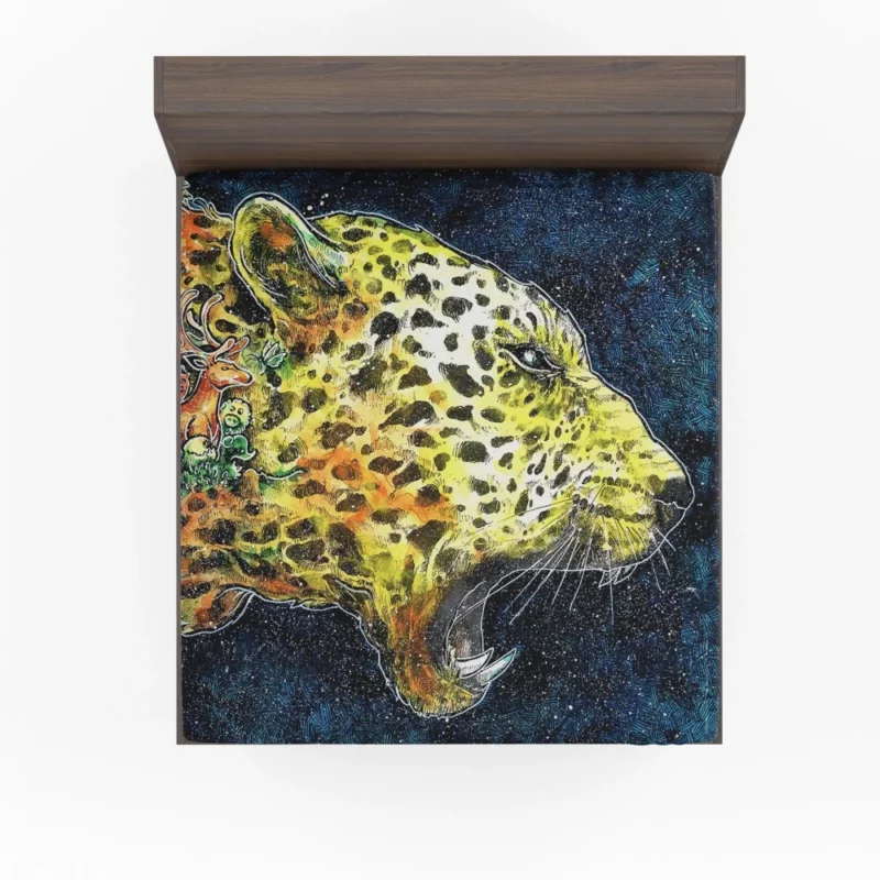 Cheetah Tiger Roaming the Digital Wilderness Fitted Sheet 1