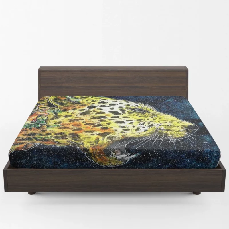 Cheetah Tiger Roaming the Digital Wilderness Fitted Sheet