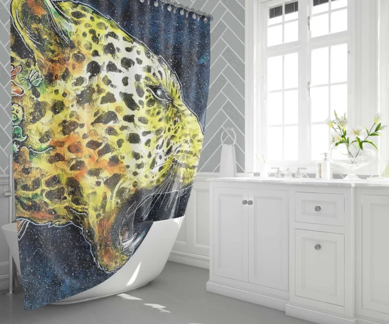 Cheetah Tiger Roaming the Digital Wilderness Shower Curtain 1