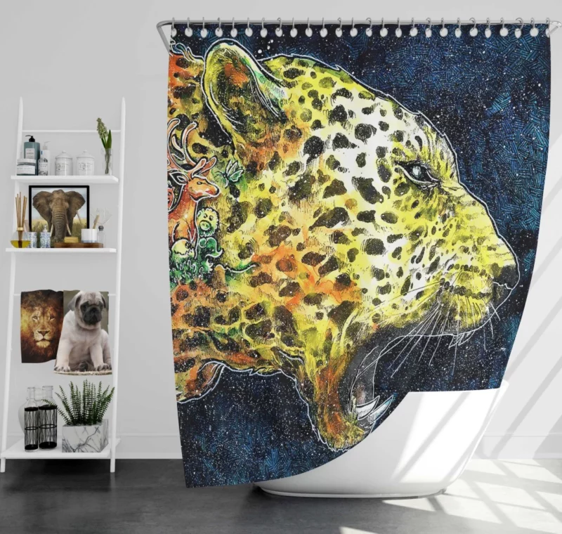 Cheetah Tiger Roaming the Digital Wilderness Shower Curtain