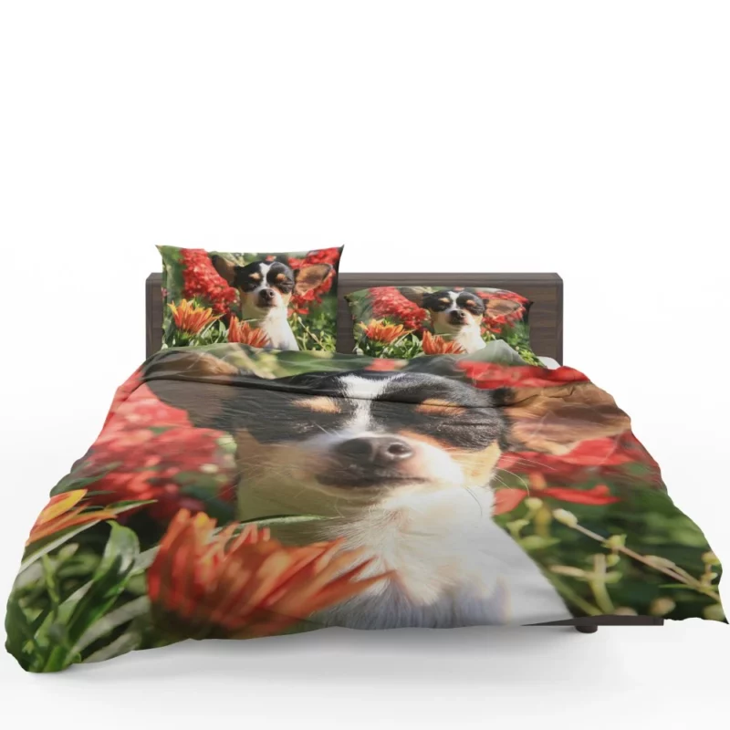 Chihuahua Playful Innocence Floral Companion Bedding Set