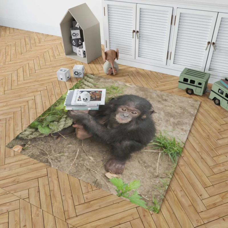 Chimpanzee Playful Antics Primate Joy Rug 1