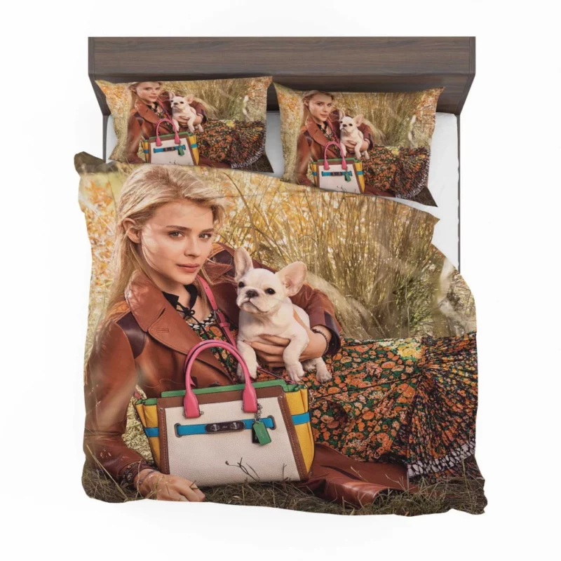 Chloë Grace Moretz with Bulldog Celebrity Bedding Set 1