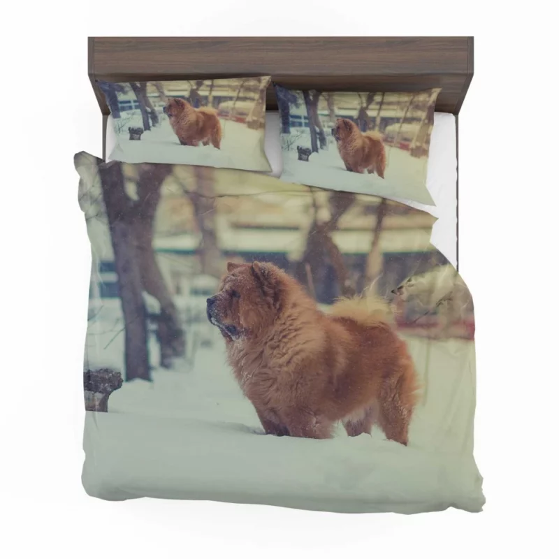 Chow Chow in Winter Wonderland Bedding Set 1