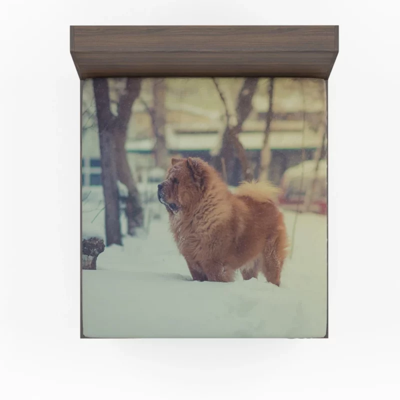 Chow Chow in Winter Wonderland Fitted Sheet 1