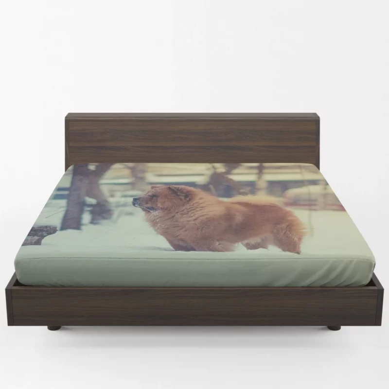 Chow Chow in Winter Wonderland Fitted Sheet