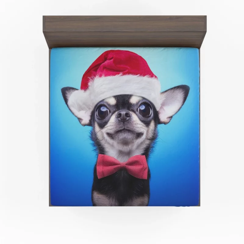 Christmas Chihuahua Santa Delight Fitted Sheet 1