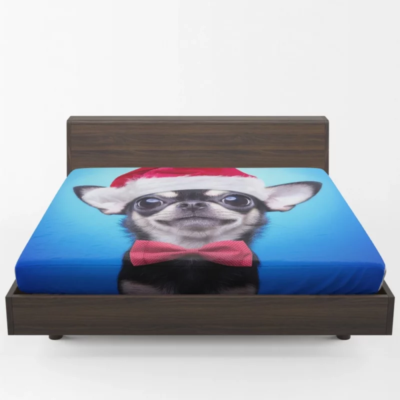 Christmas Chihuahua Santa Delight Fitted Sheet