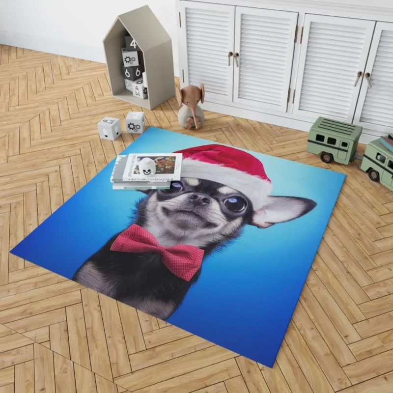 Christmas Chihuahua Santa Delight Rug 1