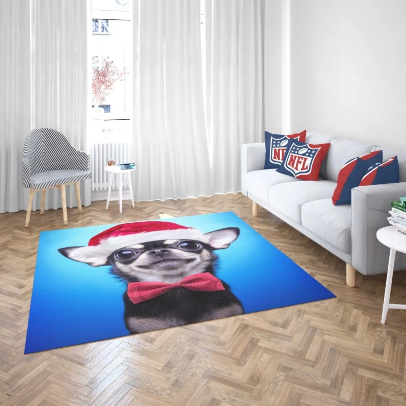 Christmas Chihuahua Santa Delight Rug 2