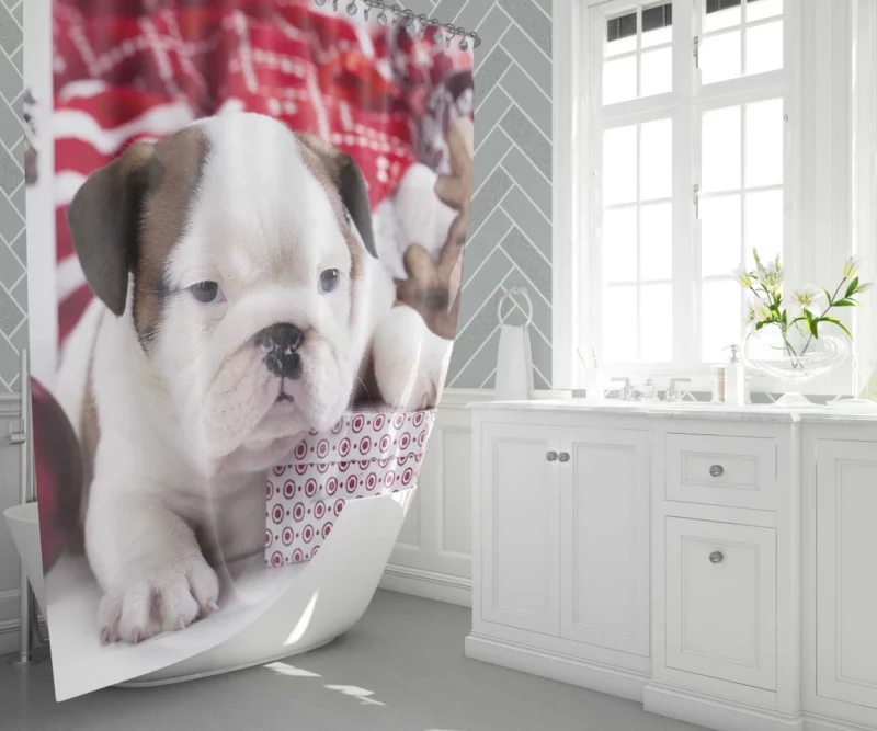 Christmas Ornaments & Puppy Delight Shower Curtain 1