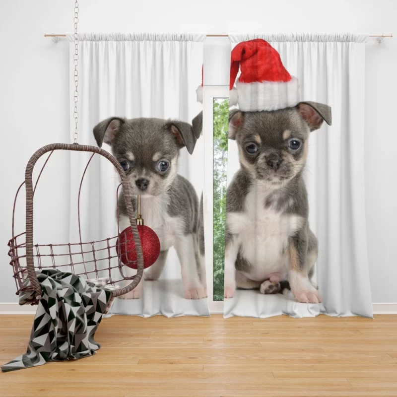 Christmas Puppy Cuteness Festive Joy Curtain