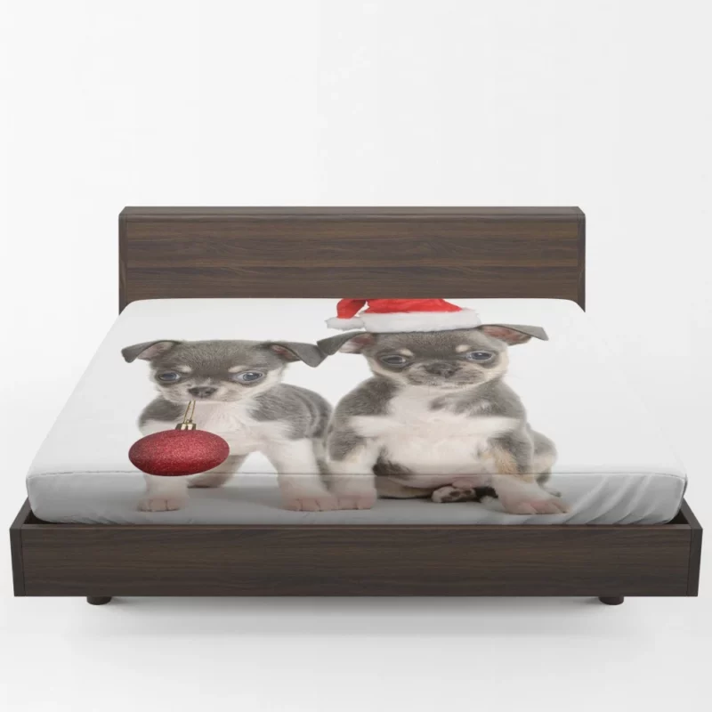 Christmas Puppy Cuteness Festive Joy Fitted Sheet