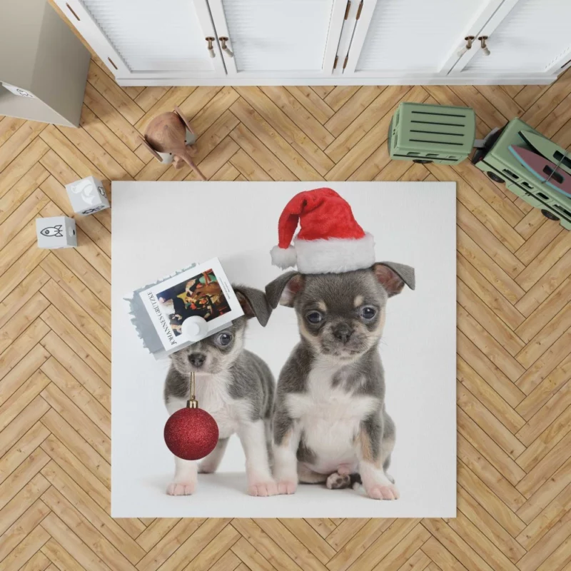 Christmas Puppy Cuteness Festive Joy Rug