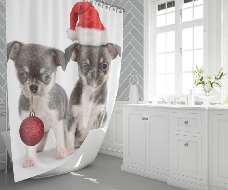 Christmas Puppy Cuteness Festive Joy Shower Curtain 1