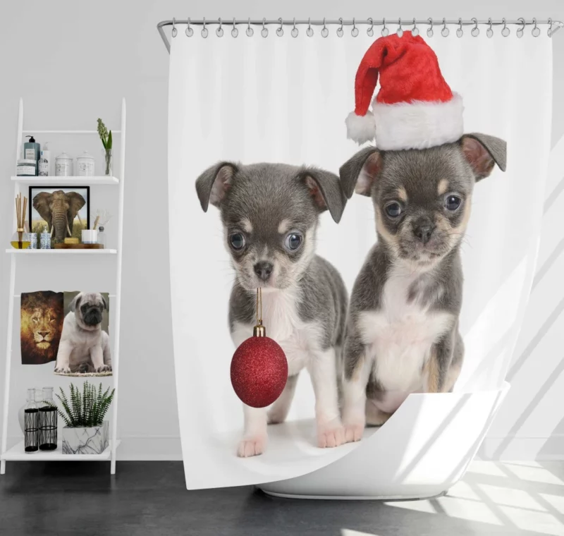 Christmas Puppy Cuteness Festive Joy Shower Curtain