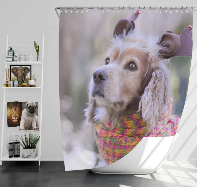 Cocker Spaniel Furry Bokeh Stance Shower Curtain