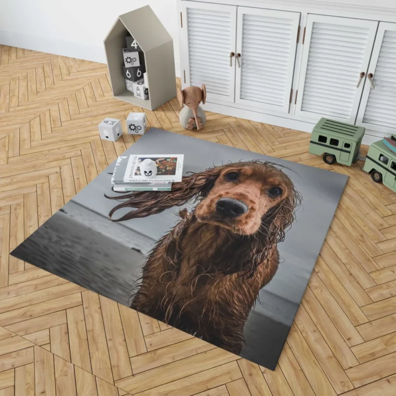 Cocker Spaniel on Sandy Beach Furry Play Rug 1